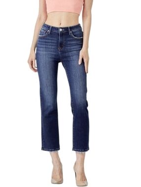 Risen Jeans High-Rise Straight Leg Cropped Denim Jeans
